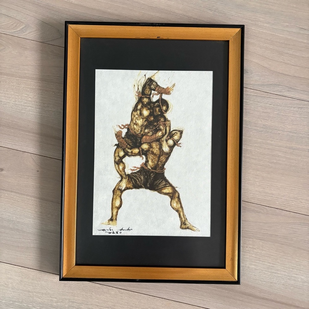 Muay Thai Art by Anucha Saisuk - 12x17 Custom Framed Anti-Glare